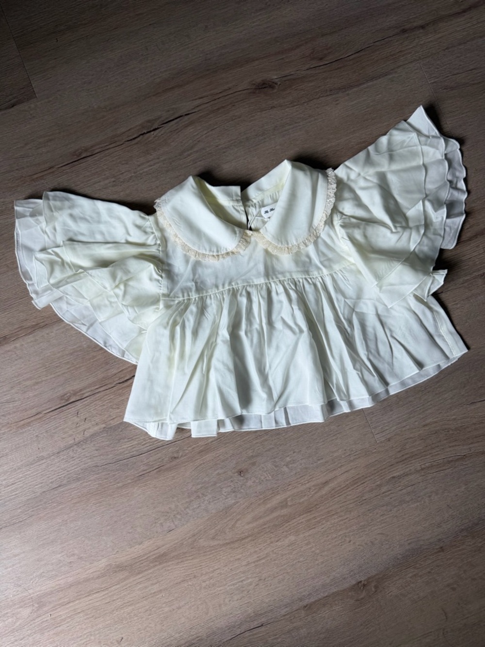 My Mum Made It Cream Ruffle-Sleeve Peter Pan Collar Blouse - Picture 4 of 5